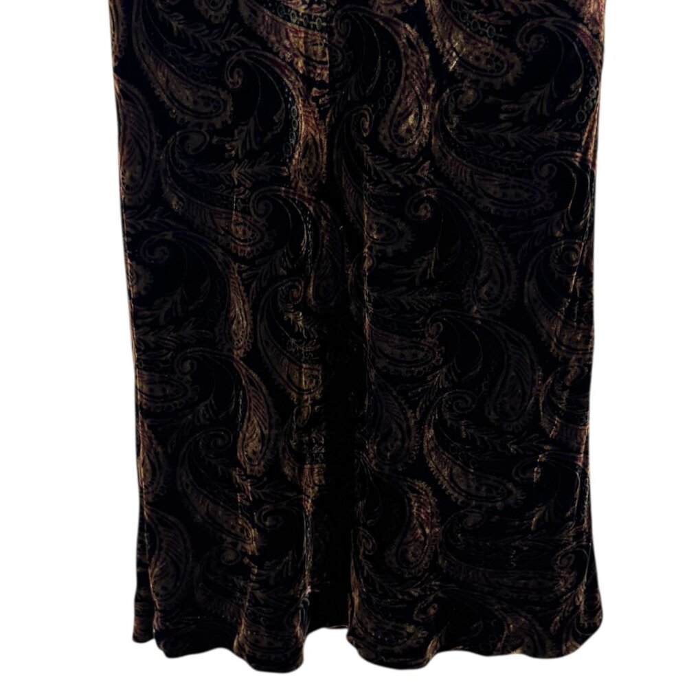 Alex & Co. Black, brown and purple paisley velvet long mermaid skirt Size 8 - Picture 7 of 10